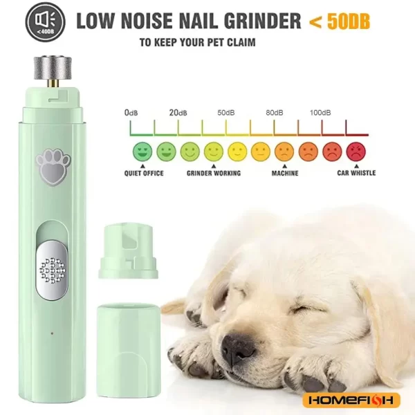 Broyeur à ongles électrique pour chien, coupe-ongles pour animaux de compagnie, Rechargeable par USB, indolore avec roue de polissage pour petits/grands animaux de compagnie – Image 2
