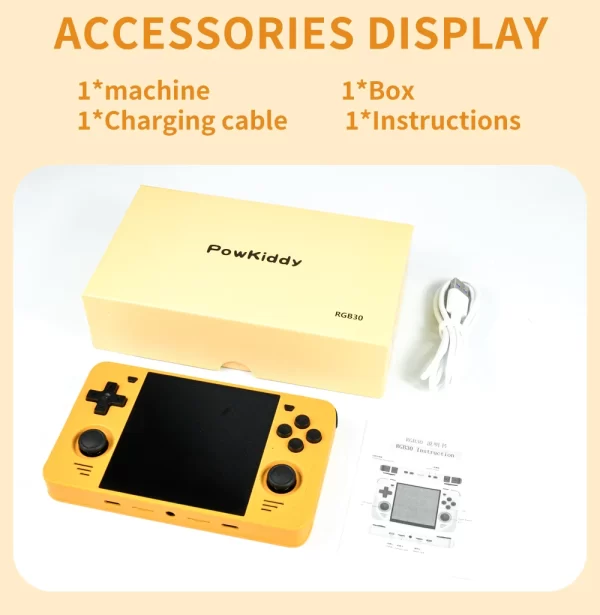 POWKIDDY-Console de jeu RGB30 jaune, 720x720, écran Ips 4 pouces, WiFi intégré, RK3566, Open-Source, Retro Determiner, Cadeaux pour enfants – Image 7