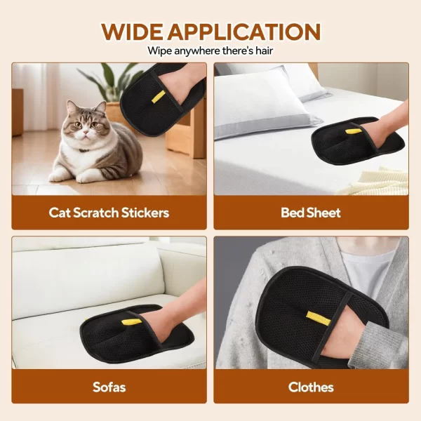 Outil d'épilation pour animaux de compagnie, gants d'élimination statique réutilisables, gants de toilettage Double face pour animaux de compagnie, élimine les poils de fourrure d'animaux pour tapis – Image 6