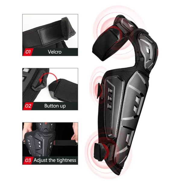 Coussinets de protection du genou et du coude, équipement de sport de plein air, équitation, moto, motocross, patinage, protecteurs, 4 pièces, ensemble – Image 3