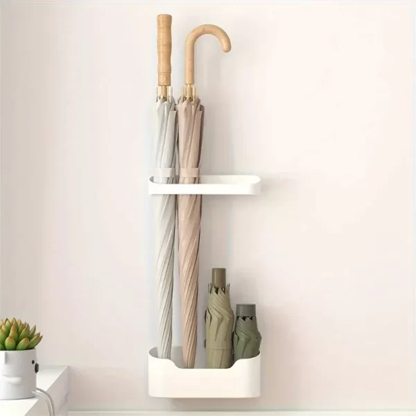 Porte-parapluie mural, Style de fixation sans clous, support de rangement multifonctionnel pour parapluies ménagers, porte-parapluie solaire – Image 3
