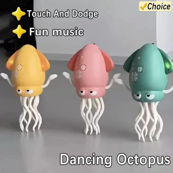 Jouet de calmar dansant électrique, danse rampante, évitement automatique des obstacles, capteur de poulpe, jouet avec lumières LED et musique – Image 2