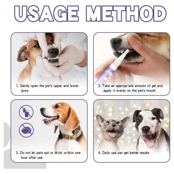 Gel de soin dentaire pour animaux de compagnie, 3ml, stylo de nettoyage des dents pour chiens et chats, haleine fraîche, contrôle du tartre, apaise les gencives, cuisson facile, formule de Soda – Image 6