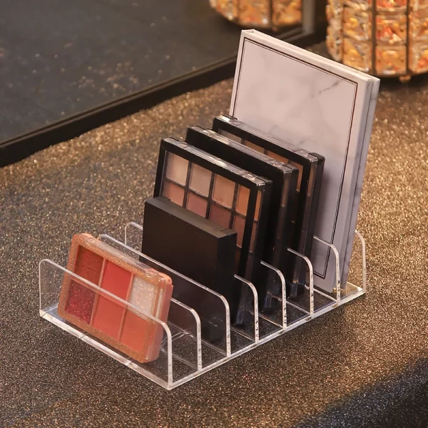 7-Compartement transparent organisateur de maquillage pour palette d'ombre à yeux et de cosmétiques, table de vanité et boîte de stockage de comptoir de salle de bain – Image 3