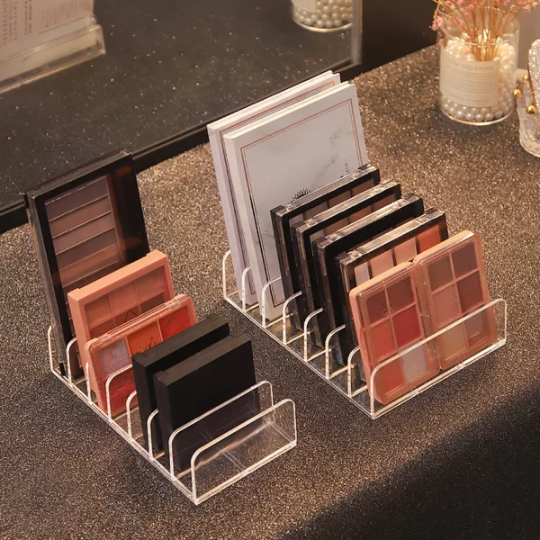 7-Compartement transparent organisateur de maquillage pour palette d'ombre à yeux et de cosmétiques, table de vanité et boîte de stockage de comptoir de salle de bain – Image 2