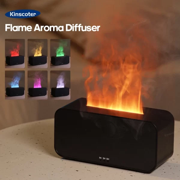 Simulation de diffuseur d'arôme Humidificateur d'air à flamme colorée peut ajouter un réglage de synchronisation d'huile essentielle Ultrasonic Cool Mist Maker Fogger – Image 3