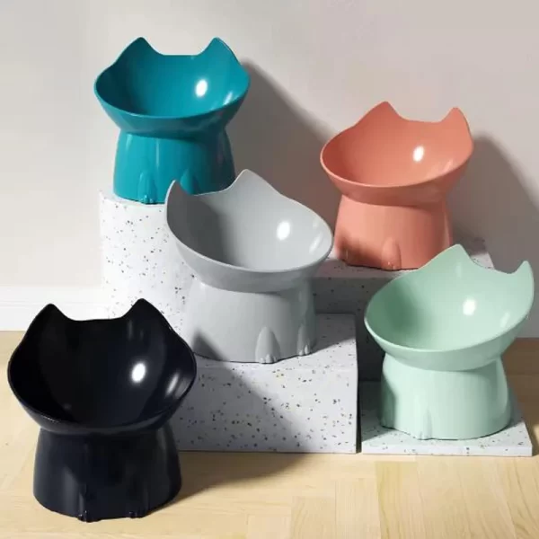 Bol pour chat avec longues oreilles et pieds hauts avec protection du cou pour chat et chien et bol surélevé en plastique anti-renversement pour animaux de compagnie – Image 3