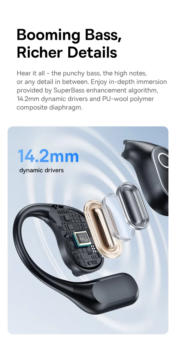 Baseus Eli 2i Fit écouteurs à oreille ouverte véritable sans fil Bluetooth 6.0 crochets d'oreille écouteurs IPX5 étanche sport écouteurs basse Boost – Image 13