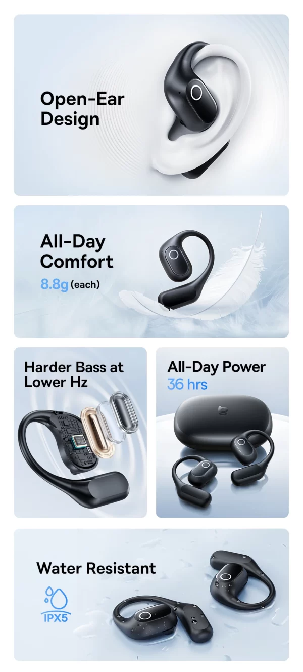 Baseus Eli 2i Fit écouteurs à oreille ouverte véritable sans fil Bluetooth 6.0 crochets d'oreille écouteurs IPX5 étanche sport écouteurs basse Boost – Image 10