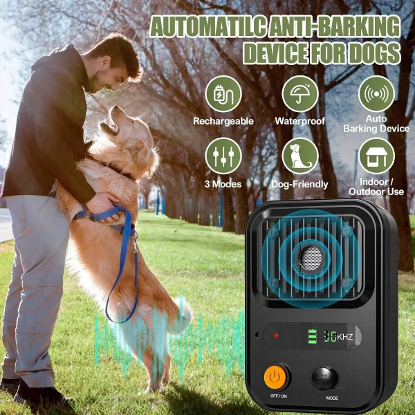 Dispositif Anti-aboiement à 3 Modes, dissuasion des aboiements Rechargeable pour chiens intérieurs/extérieurs – Image 3