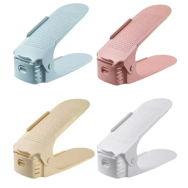 10pcs Empilateur de chaussures réglable Chaussures organisateur Emplacements de chaussures économiseur d'espace Double Deck Rack Holder pour l'organisation du placard Chaud – Image 4