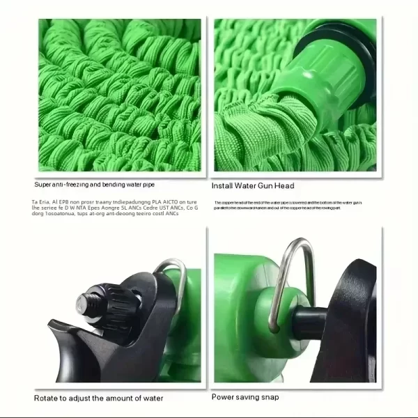 Tuyau magique haute pression extensible de 200 pieds, 7 fonctions de pulvérisation d'eau, pistolet, matériaux durables, outils d'arrosage de jardin domestique – Image 6
