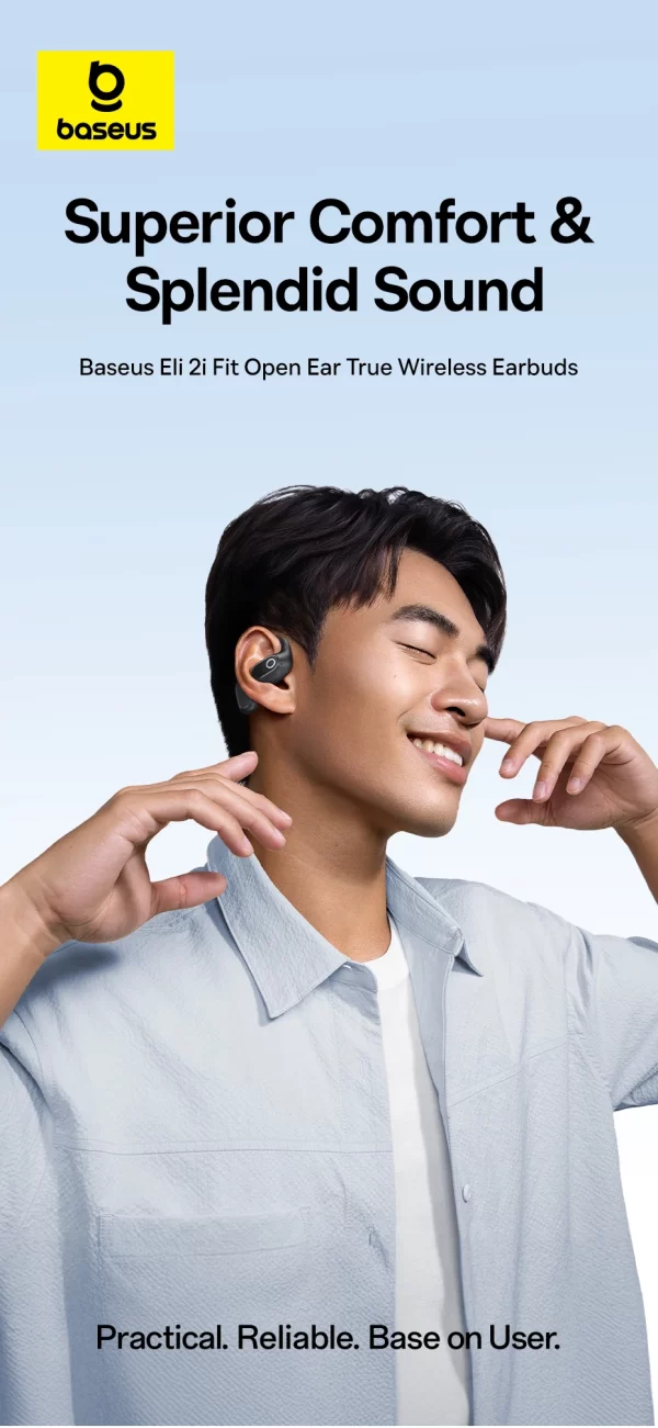 Baseus Eli 2i Fit écouteurs à oreille ouverte véritable sans fil Bluetooth 6.0 crochets d'oreille écouteurs IPX5 étanche sport écouteurs basse Boost – Image 9
