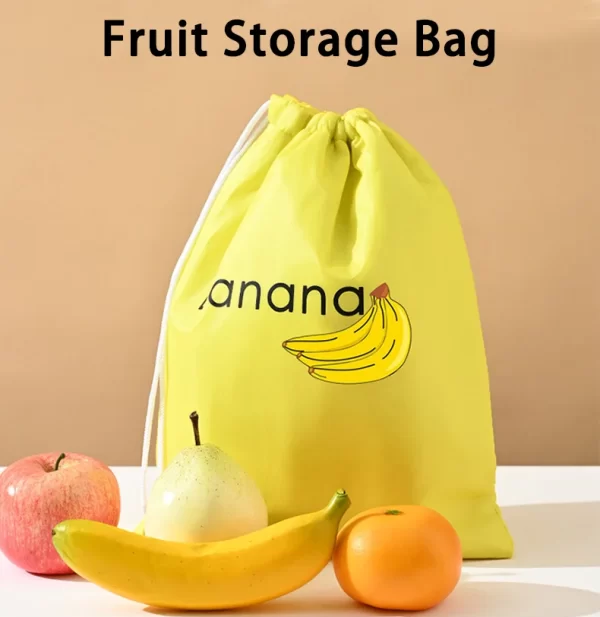 Sacs de rangement durables pour banane jaune, 1/2/3/5 pièces, sacs de conservation isolés pour fruits et légumes frais, sac de conservation de banane à cordon de serrage. – Image 2