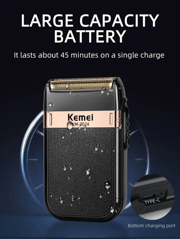 Kemei rasoir électrique pour hommes étanche double lame alternative sans fil rasoir USB Rechargeable Machine à raser barbier tondeuse – Image 2