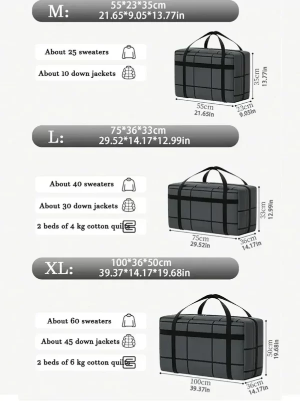 Sac de rangement en matériau Composite noir, grande capacité et Super porteur, anti-poussière et résistant à l'humidité avec fermeture éclair, 1 pièce – Image 6
