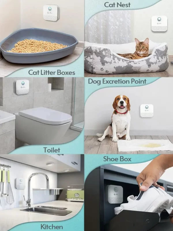 DownyPaws-Purificateur d'air intelligent pour chat, désodorisant pour litière, toilettes pour animaux de compagnie, désodorisant pour chien et chat, 4000mAh – Image 7