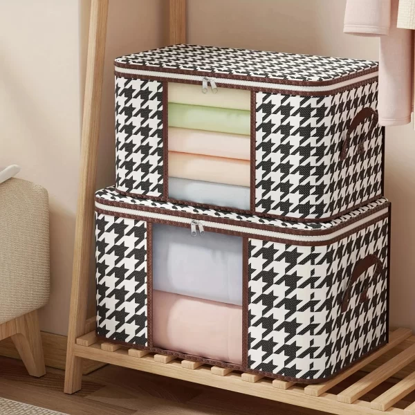 Boîte de rangement Visible de grande capacité, organisateur de vêtements ménagers portables avec poignées, conteneur pliable anti-poussière à fermeture éclair pour couette – Image 7