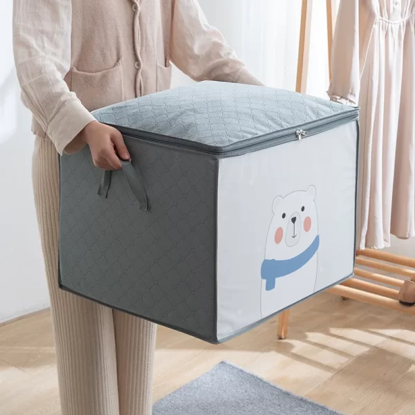 1pc grande capacité organisateur de sac de stockage de vêtements avec poignée renforcée pour couvertures de lit pliable avec sac de stockage à glissière – Image 2