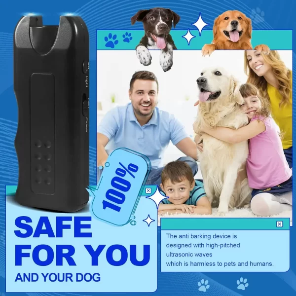 Répulsif à ultrasons portable 3 en 1 pour chien, dispositif anti-aboiement, dissuasif, dispositif d'entraînement pour animaux de compagnie – Image 2