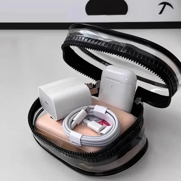 Boîte de stockage de câble de données multifonctionnelle Clear Outdoor Travel Casque de stockage de sac de stockage de câble de données rond – Image 6
