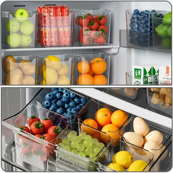 Boîte de rangement de porte latérale de réfrigérateur, 1 pièce, aliments, légumes, fruits, œufs, organisateur frais, boîtes de conteneurs de réfrigérateur de cuisine domestique – Image 8