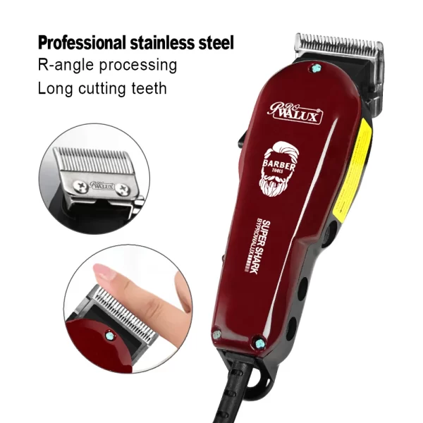WALUX professionnel AC220-240V tondeuse à cheveux 10W puissant tondeuse à cheveux maison homme rasoir 2M câble Machine de coupe de cheveux 8 peignes de garde – Image 3