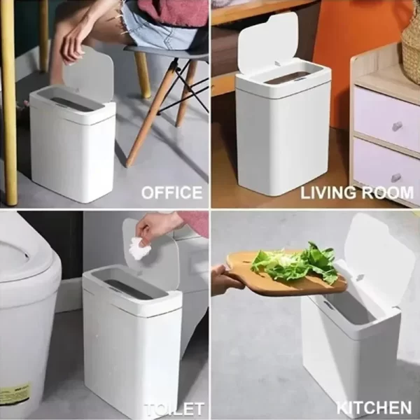 Poubelle intelligente de 15 litres, poubelle automatique sans contact, capteur étanche pour salle de bain, cuisine, chambre à coucher, panier moderne sans odeur – Image 6