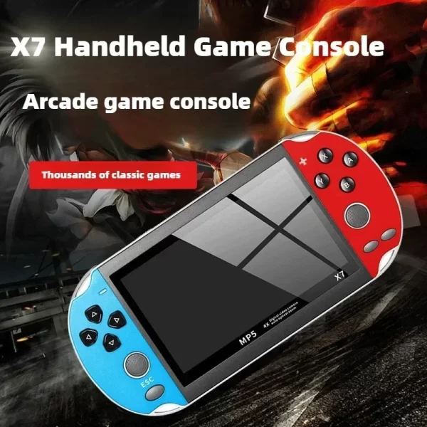 Console de jeu Portable X7, écran HD de 4.3 pouces, sortie intégrée, plus de 10000 jeux classiques, lecteur de jeu Audio et vidéo Portable pour jouer – Image 2