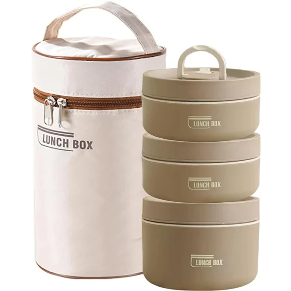 Ensemble de récipients à déjeuner isolés portables avec boîte à déjeuner thermique 3 récipients à déjeuner empilables séparés pour enfants adultes – Image 10