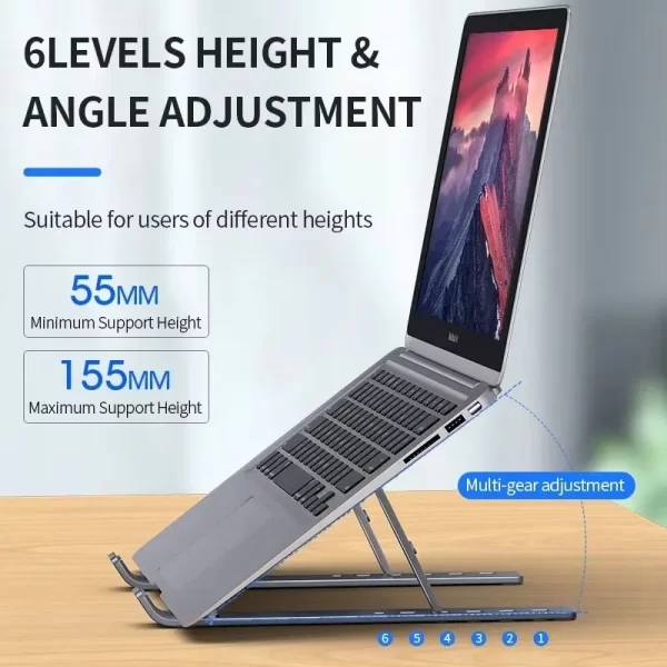 Nouveau Support de tablette Support de téléphone Portable pliable ordinateur Portable dissipateur de chaleur réglable ergonomique Support d'ordinateur Portable fournitures de bureau portables – Image 5