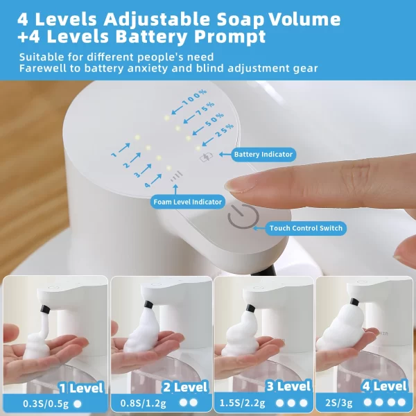 Distributeur automatique de savon mural en mousse, Machine à laver les mains intelligente, liquide Rechargeable de 500ml, capteur d'induction pour salle de bains, nouveau – Image 5