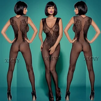 Body érotique à entrejambe ouvert, Lingerie noire, sous-vêtements Sexy porno sans manches pour femmes, Costume sans entrejambe