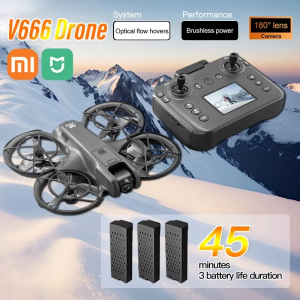 Xiaomi V666 Mini Drone 4K aérien professionnel 8k double caméra intelligente évitement d'obstacles sans brosse quadrirotor enfant RC jouet – Image 2