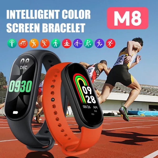 Montre intelligente de sport, contrôle de la musique, Fitness, piste de calories, Bracelet d'information sur le téléphone, rappel des pas, Bluetooth, bande M8 – Image 3
