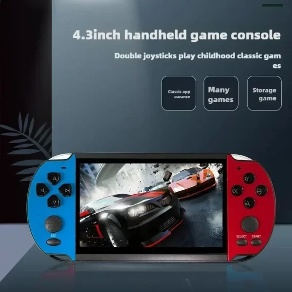 Console de jeu Portable X7, écran HD de 4.3 pouces, sortie intégrée, plus de 10000 jeux classiques, lecteur de jeu Audio et vidéo Portable pour jouer – Image 4