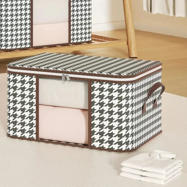 Boîte de rangement Visible de grande capacité, organisateur de vêtements ménagers portables avec poignées, conteneur pliable anti-poussière à fermeture éclair pour couette – Image 5