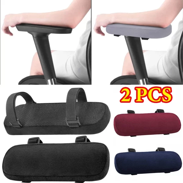 Coussin d'accoudoir souple en mousse éponge PP, 2 pièces, housse de repose-bras pour chaise de maison/bureau, coussin de coude de jeu sur ordinateur, amovible et lavable – Image 2