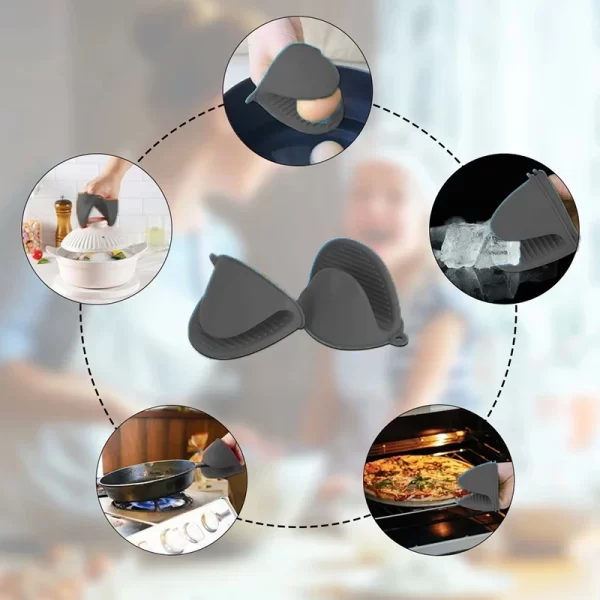Mitaines de four en Silicone, 2 pièces, résistantes à la chaleur, Anti-brûlure, antidérapantes, Clips, support de Pot, cuisson, gants de four – Image 3