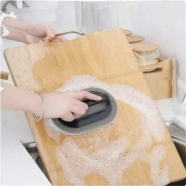 Éponge magique émeri réutilisable – Brosse pour casseroles de cuisine avec poignée pour un nettoyage et une décontamination faciles – Nettoyage lavable et gomme – Image 6