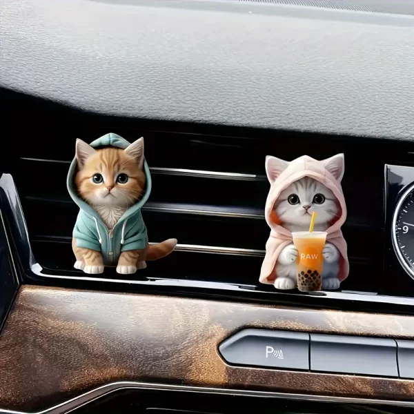 Charmant chat acrylique voiture aromathérapie, parfum durable, clip de ventilation, décorative et aromathérapie – Image 3