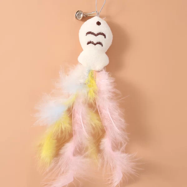 Bâton de pêche et de taquin pour petits chats, rotation à 360 degrés avec cloches à plumes et fil d'acier, 1 pièce – Image 5