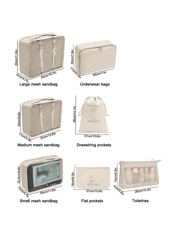 7 / 8 / 9 / 10 Pcs Set Voyage Organiseur Sacs de stockage Valise Emballage Cubes Set Cases Portable Vêtements Voyage Chaussures Tidy Pouch Folding – Image 11
