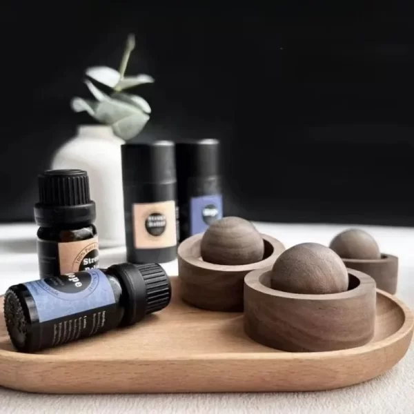 Huile essentielle sphérique en bois massif pour l'amélioration du parfum, aromathérapie de la chambre à coucher, élimine les odeurs de la pièce avec la décoration de la maison – Image 3