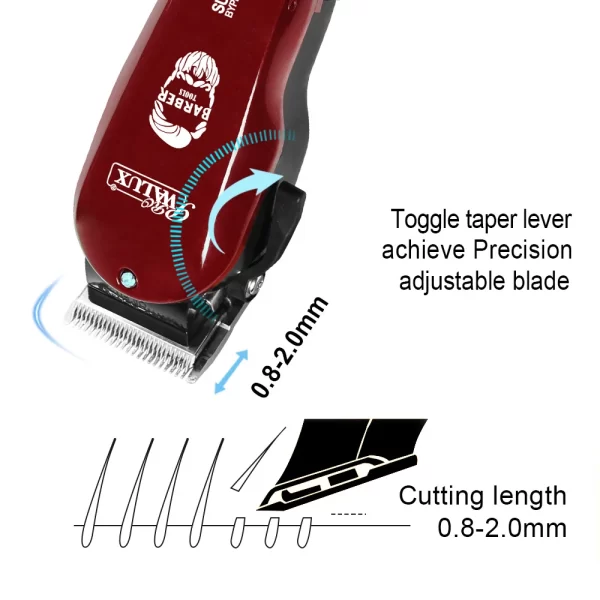 WALUX professionnel AC220-240V tondeuse à cheveux 10W puissant tondeuse à cheveux maison homme rasoir 2M câble Machine de coupe de cheveux 8 peignes de garde – Image 5