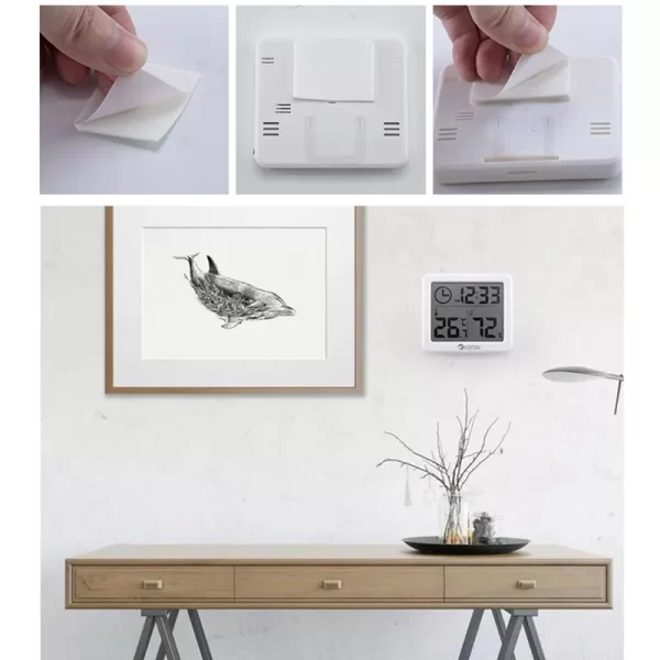 Horloge numérique horloge de bureau avec température humidité horloges murales pour la maison cuisine bureau décorations de bureau NIDITON – Image 4