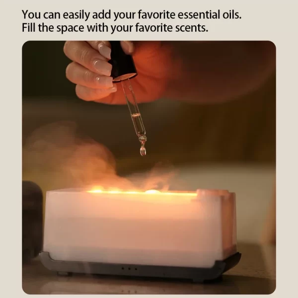 Simulation de diffuseur d'arôme Humidificateur d'air à flamme colorée peut ajouter un réglage de synchronisation d'huile essentielle Ultrasonic Cool Mist Maker Fogger – Image 6