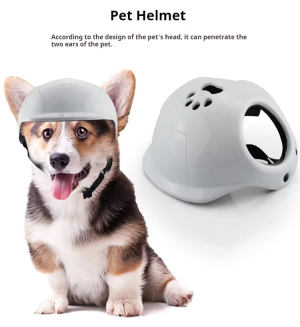 ​ ​ Casque réglable pour animaux de compagnie certifié CE avec lunettes de soleil UV pour chiens et chats-équipement de sécurité de voyage/vélo protection extérieure légère – Image 8