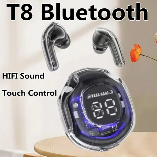 T8 Casque Bluetooth sans fil Casques Bluetooth sans fil LED Power Digital Display Sound Stéréo Casques sans fil pour Xiaomi – Image 4