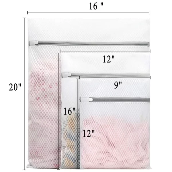 Sacs à linge en maille 5 pièces, sacs de rangement de linge en maille nid d'abeille durables, sac de Machines à laver réutilisables – Image 4